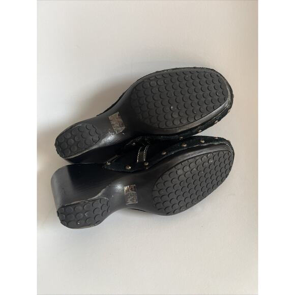 Y2K VTG ? Sbicca of California Black Suede Bow Clogs Women’s 6.5 M - Picture 9 of 14